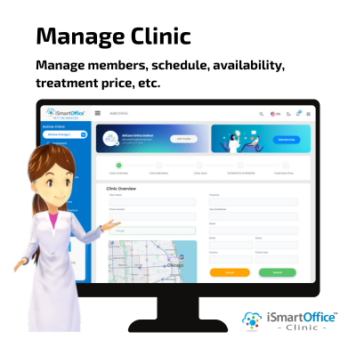 iSmartOffice Clinic Dashboard — Cloud-based practice management with scheduling, billing, and patient management